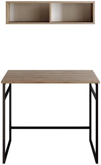 Rakstāmgalds un plaukts Kalune Design Gama 541HDL1107, 90 cm x 60 cm, 75 cm, melns krās./valriekstu krās.