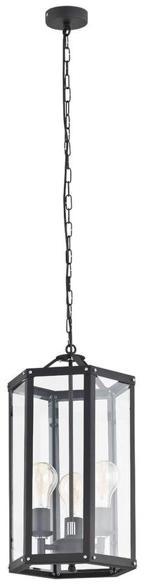 Valgusti rippuv Argon Bodrum 1253, E27, 3 x 15 W, läbipaistev v./must v. / must v., 30 x 45 cm