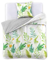 Patalynės užvalkalų komplektas DecoKing Herbal, baltas/žalias/pilkas, 135 x 200 cm