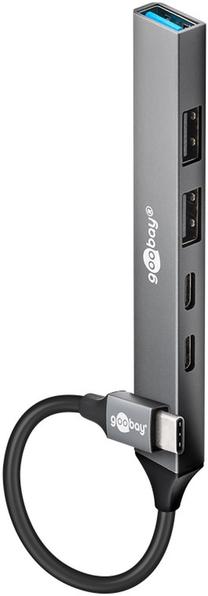 USB šakotuvas Goobay 74460, šviesiai pilka sp.