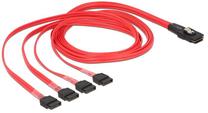 Laidas Delock mini SAS SFF-8087 to SATA x4 SATA 7-pin x4, Mini SAS SFF-8087, 1 m, raudona sp.