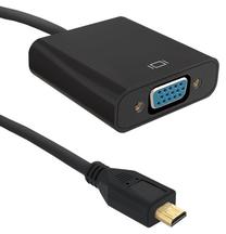 Adapteris Qoltec HDMI-micro to VGA + 3.5mm Audio Micro HDMI male, VGA female, 0.2 m, melna krās.