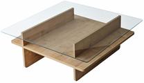 Kavos staliukas Kalune Design Saga, skaidri sp./sapphire sp., 90 cm x 90 cm x 35 cm