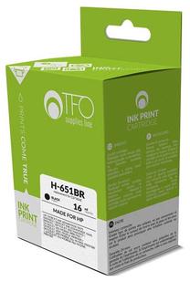 Tintes printera kasetne TFO H-651BR (C2P10AE) Remanufactured, melna krās., 16 ml
