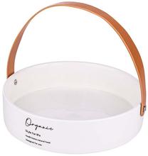 Užkandžių indas Altom Organic ALT1010052173, 22 cm x 22 cm x 6 cm, Ø 22 cm, ruda sp./balta sp., porcelianas/eko oda