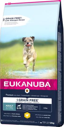 Kuiv koeratoit Eukanuba Grain Free Adult Small, kanaliha, 12 kg