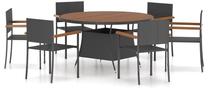 Āra mēbeļu komplekts VLX Poly Rattan, melns krās., 6 sēdvietas