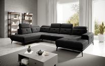 Kampinė sofa Bretan Vero 10, juoda sp., kairinė, 205 x 350 cm x 107 cm