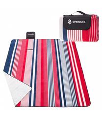 Stovyklavimo kilimėlis Springos Picnic Mat PM006, mėlyna sp./balta sp./rožinė sp., 200 x 160 cm