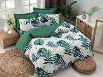 Patalynės užvalkalų komplektas Mijolnir Double Quilt Monstera 162ELR9362, balta sp./geltona sp./žalia sp., 50 x 70 cm, 200 x 220 cm