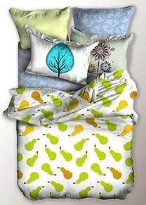 Patalynės užvalkalų komplektas Restilo Basic, baltas/žalias, 155 x 220 cm