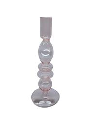 Подсвечник Domoletti EBK310052, стекло, 22 см, розовый цв.
