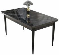 Valgomojo stalas išskleidžiamas Kalune Design Nil, juoda sp./marmuro sp., 110 cm x 71 cm x 76 cm