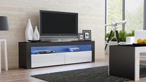 ТВ стол Pro Meble Milano 157, белый цв./черный цв., 157.5 см x 35 см x 50 см