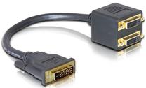 Adapteris Delock DVI-D to 2x DVI-D DVI25 male, DVI25 female x 2, 0.2 m, melna krās.