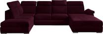 Kampinė sofa Evanell Mat Velvet 68, tamsiai violetinė sp., kairinė, 216 x 330 cm x 102 cm