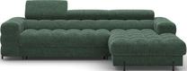 Kampinė sofa - lova Felro Amore 35, žalia sp., dešininė, 181 x 285 cm x 93 cm