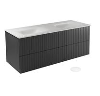 Vonios spintelė su praustuvu Besco Akya Linea, balta sp./juoda sp., 52.5 cm x 131 cm x 50.7 cm