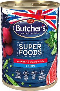 Mitrā barība (konservi) suņiem Butchers Super Foods, liellopa gaļa, 0.4 kg