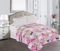 Lovatiesė DecoKing Gina, balta/rožinė, 240 cm x 220 cm
