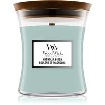 Свеча, ароматическая WoodWick Medium Hourglass Magnolia Birch, 80 час, 275 г, голубой цв.