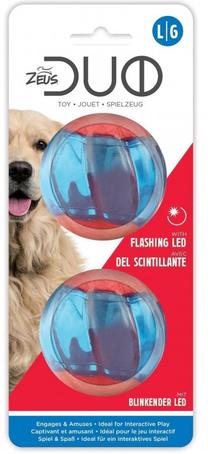 Žaislas šuniui, kamuoliukas Zeus Duo Ball 2886, Ø 6.3 cm, mėlyna sp./raudona sp., L