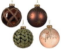 Елочное украшение Decoris 62638, коричневый цв./зеленый цв./(цвет/дизайн выбирается случайным образом), 8 см, стекло
