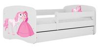 Vaikiška lova Kocot Kids Babydreams Princess&Horse, balta sp., 80 x 180 cm, be patalynės dėžės, su čiužiniu