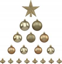 Ziemassvētku eglīšu rotaļlietu komplekts Fééric Lights and Christmas, zelta krās., plastmasa, 18 gab.