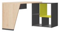 Rakstāmgalds un plaukts Szynaka Meble Wow 07, 130 cm x 60 cm, 78 cm, ozola krās./pelēka krās./zaļa krās.