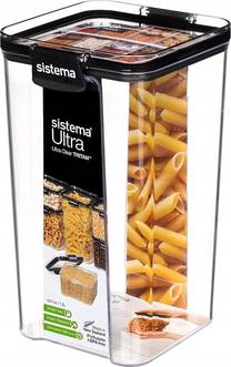 Birių produktų indas Sistema Tritan Ultra Square, 1.3 l, 10.5 cm x 10.5 cm, skaidri sp.