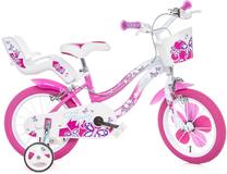 Vaikiškas dviratukas su papildomais ratukais, miesto Dino Bikes Flappy, rožinė sp./įvairių spalvų, 16"