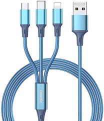 Laidas Remax 3in1 RC-189th Lightning / Type C / micro USB, Lightning/Micro USB/USB Type-C/USB A, 120 cm, mėlyna sp.