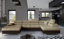 Kampinė sofa Eduardo Berlin 03, Soft 66, šviesiai ruda sp./tamsiai ruda sp., dešininė, 202 x 345 cm x 90 cm
