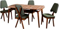 Valgomojo komplektas Kalune Design Pera Wooden, žalia sp./riešuto sp.