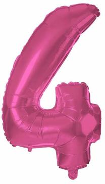 Folijas balons cipars 4, rozā krās.