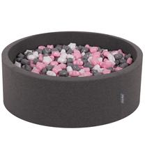 Бассейн с шариками KiddyMoon, ⌀ 90 см, 300 шт, белый цв. серый цв.