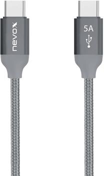 Kabelis Nevox 1654, 2 x USB Type C, 200 cm, pilka sp.
