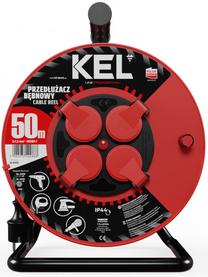 Ilgintuvas su rite Kel Professional Line H05RR-F, 3 x 1,5 mm², 50 m, IP44, 4 lizdų, juoda sp./raudona sp.