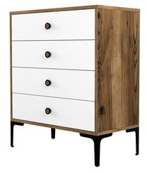 Kumode Kalune Design Lizbon 537, balts krās./valriekstu krās., 90.7 cm x 76 cm x 40 cm