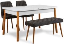 Valgomojo komplektas Kalune Design Santiago 1053 - 3 AB, balta sp./pušies sp./antracito sp.