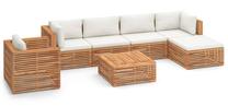 Āra mēbeļu komplekts VLX Garden Lounge Set, krēmkrāsas krās./brūns krās., 6 sēdvietas
