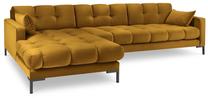 Kampinė sofa Micadoni Home Mamaia Velvet, geltona sp., kairinė, 293 x 185 cm x 75 cm