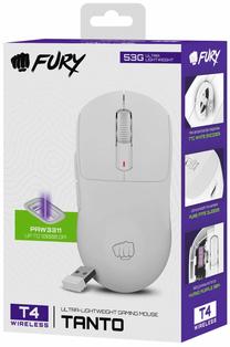 Belaidė žaidimų pelė Fury Tanto T4 (NFU-2204), 2.4 ghz / bluetooth / usb, balta sp.