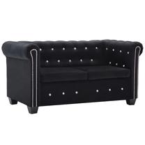 Sofa VLX 2-Seater Chesterfield Velvet Upholstery, juoda sp., 146 x 75 cm x 72 cm