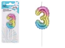 Dzimšanas dienas svece Ravi Jelly 3, daudzkrāsaina, 16 cm