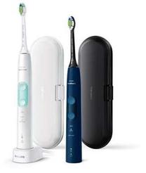 Prece ar bojātu iepakojumu. Elektriskā zobu birste ar galviņu komplektu un futrāli Philips Protective-Clean Duo HX6851/34, zila krās./balta krās.