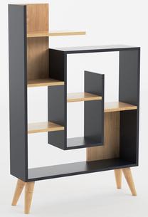 Pastatoma lentyna Kalune Design New Sally, antracito sp./ąžuolo sp., 126.2 cm x 22 cm x 82.2 cm
