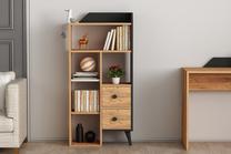 Pastatoma lentyna Kalune Design Star 505CRL1801, juoda sp./pušies sp, 130 cm x 29.8 cm x 61.8 cm
