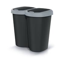 Atkritumu tvertne Prosperplast Compacta B Duo, melna krās./pelēka krās., 40 l, 46.5 cm x 50 cm